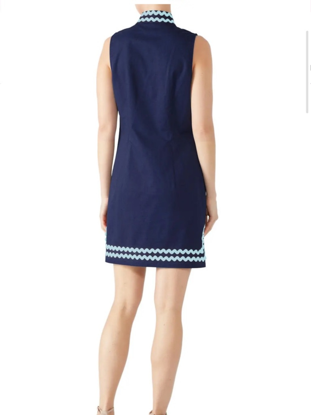 Sail to Sable Navy Tunic Dress with White Scalloped Trim - Picture 3 of 8